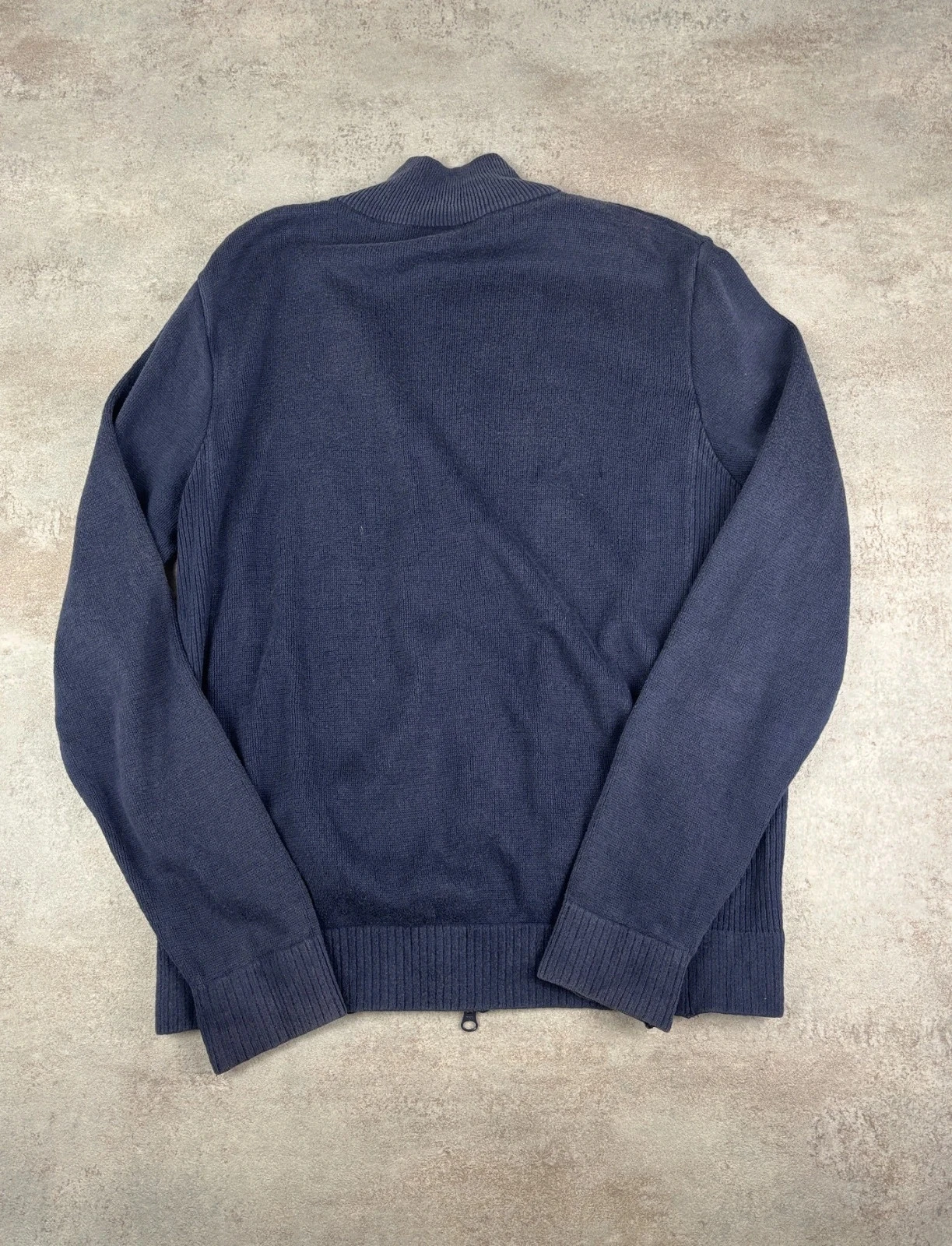 Lacoste Full Zip Cotton Navy Blue Vest | Logo Croc Cardigan High Neck Knit | Size S – photo 5